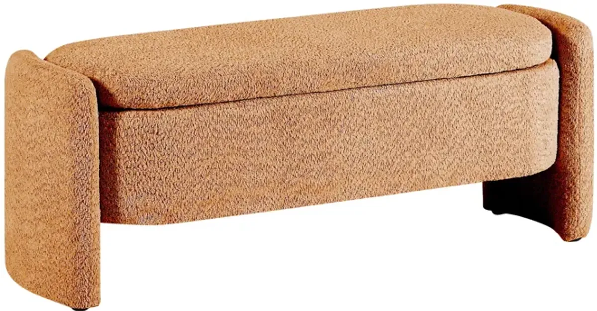 Ottoman Oval Storage Bench, 3D Lamb Fleece Bench With Large Storage Space For The Living Room, Entryway And Bedroom