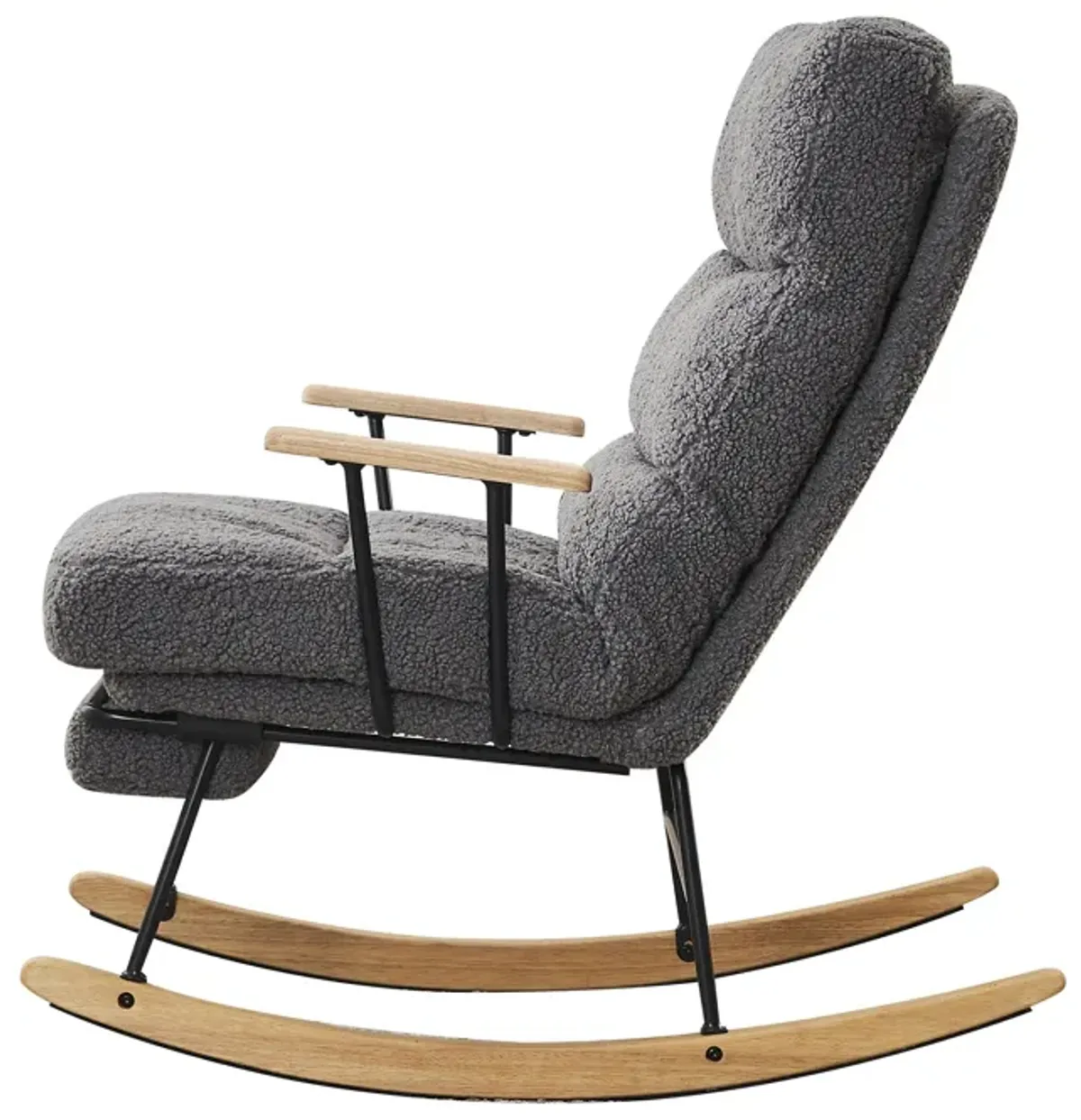 Modern Teddy Gliding Rocking Chair With High Back, Retractable Footrest, And Adjustable Back Angle For Nursery, Living Room, And Bedroom