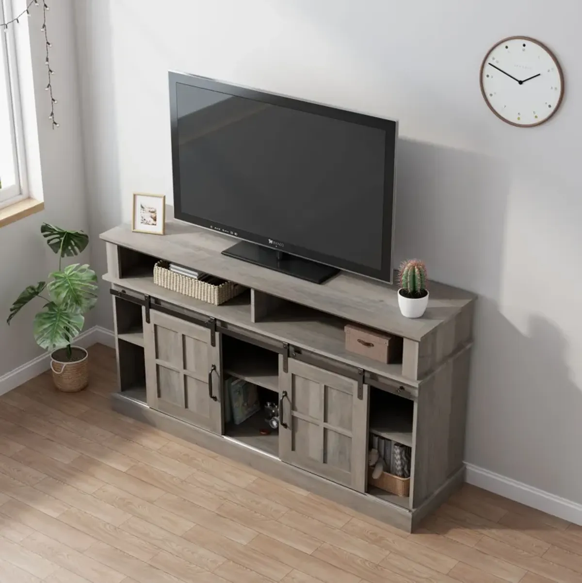 TV Stand With Storage Cabinet And Shelves, TV Console Table Entertainment Center For Living Room, Bedroom