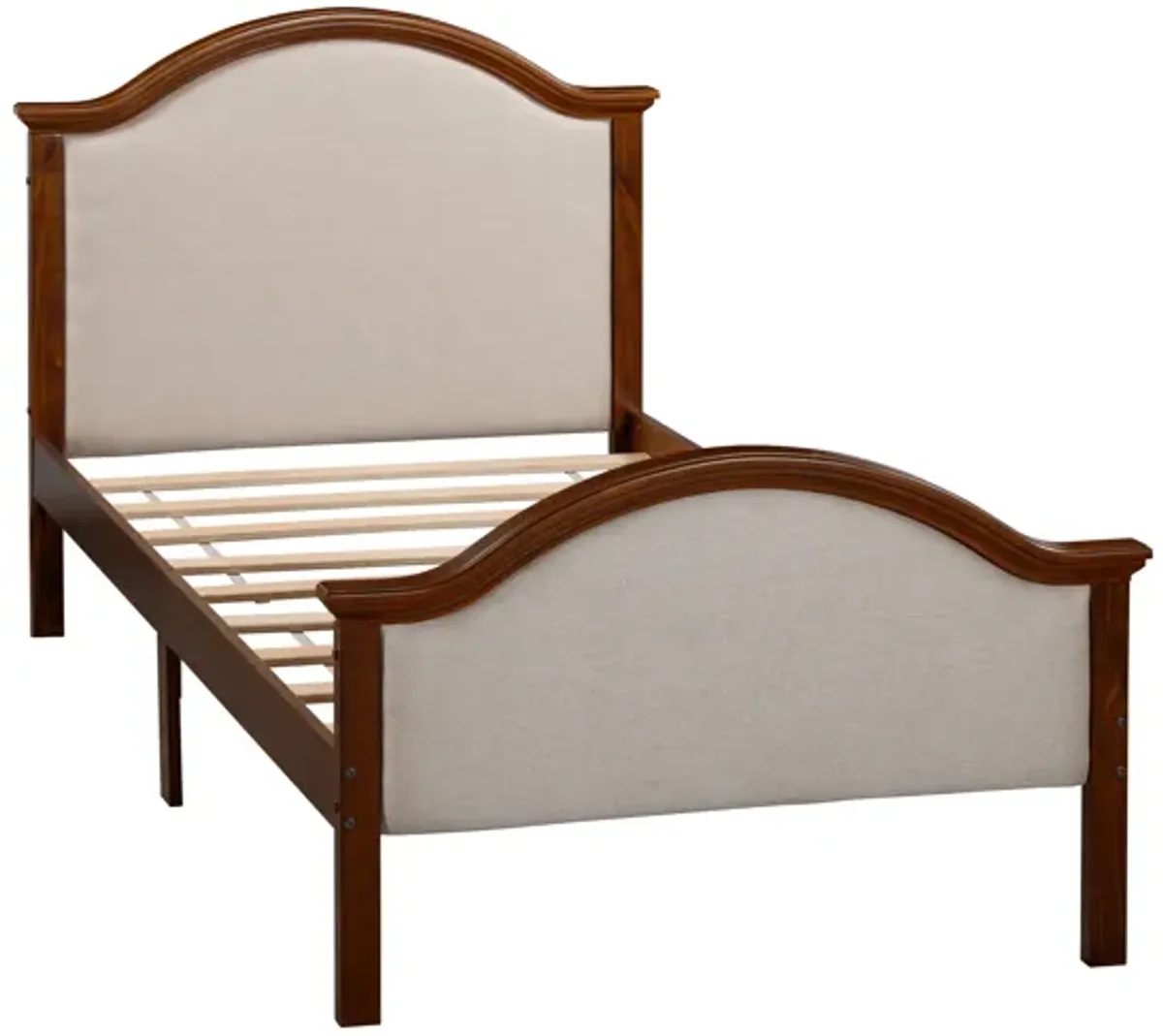 Bed With Upholstered Headboard And Footboard, With Slats