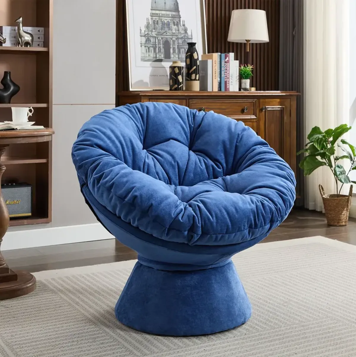 Oversized Swivel Accent Chair, 360 Swivel Barrel Chair, Papasan Chair For Living Room Bedroom