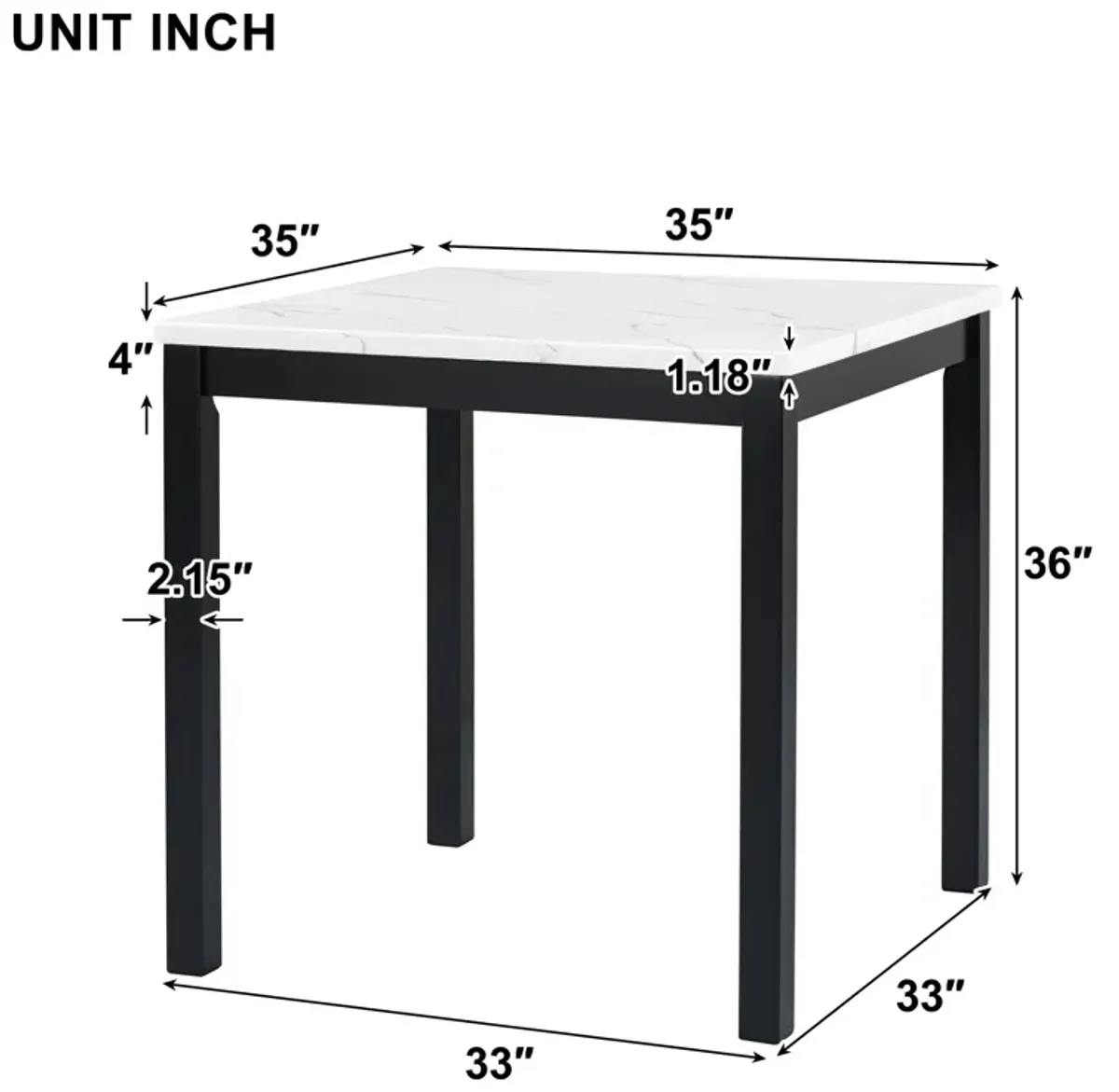 5-Piece Counter Height Dining Table Set With One Faux Marble Top Dining Table And Four Velvet Upholstered Chairs