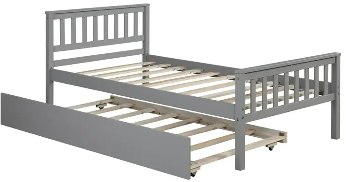 Twin Bed With Trundle, Platform Bed Frame With Headboard And Footboard, For Bedroom Small Living Space, No Box Spring Needed