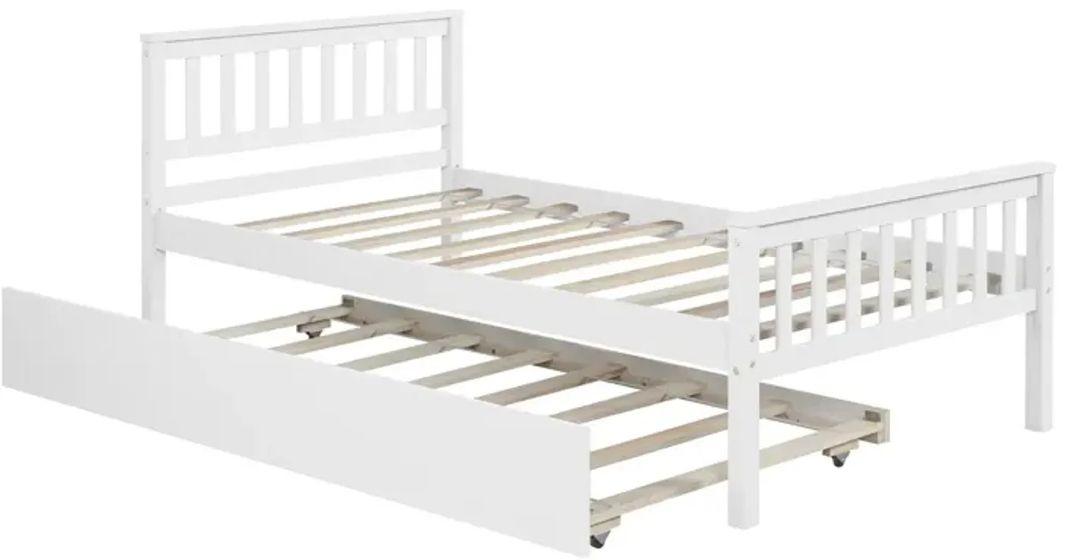 Twin Bed With Trundle, Platform Bed Frame With Headboard And Footboard, For Bedroom Small Living Space, No Box Spring Needed