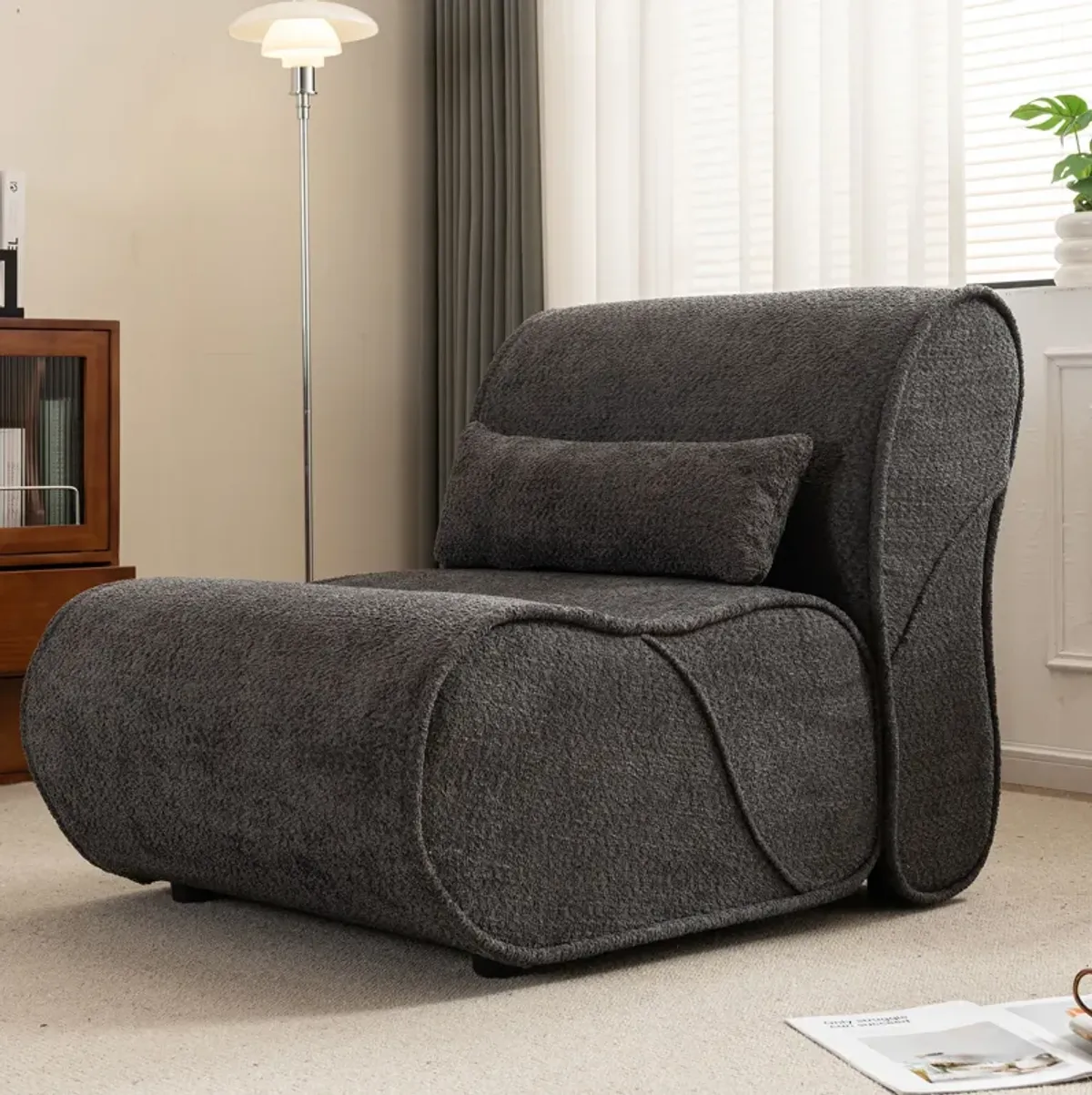 Soft Pellet Velvet Recliner, Comfortable Lounge Chair With Waist Pack Padding, Modern Design, Ideal For Living Room