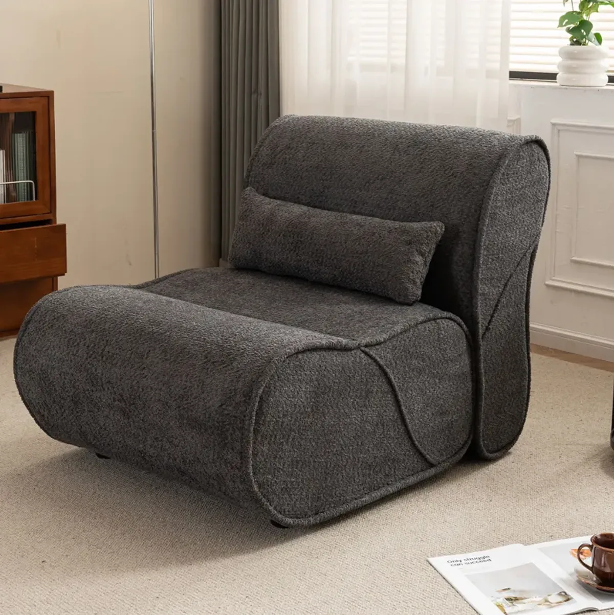 Soft Pellet Velvet Recliner, Comfortable Lounge Chair With Waist Pack Padding, Modern Design, Ideal For Living Room