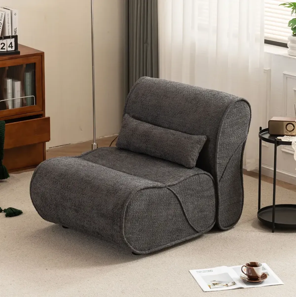 Soft Pellet Velvet Recliner, Comfortable Lounge Chair With Waist Pack Padding, Modern Design, Ideal For Living Room