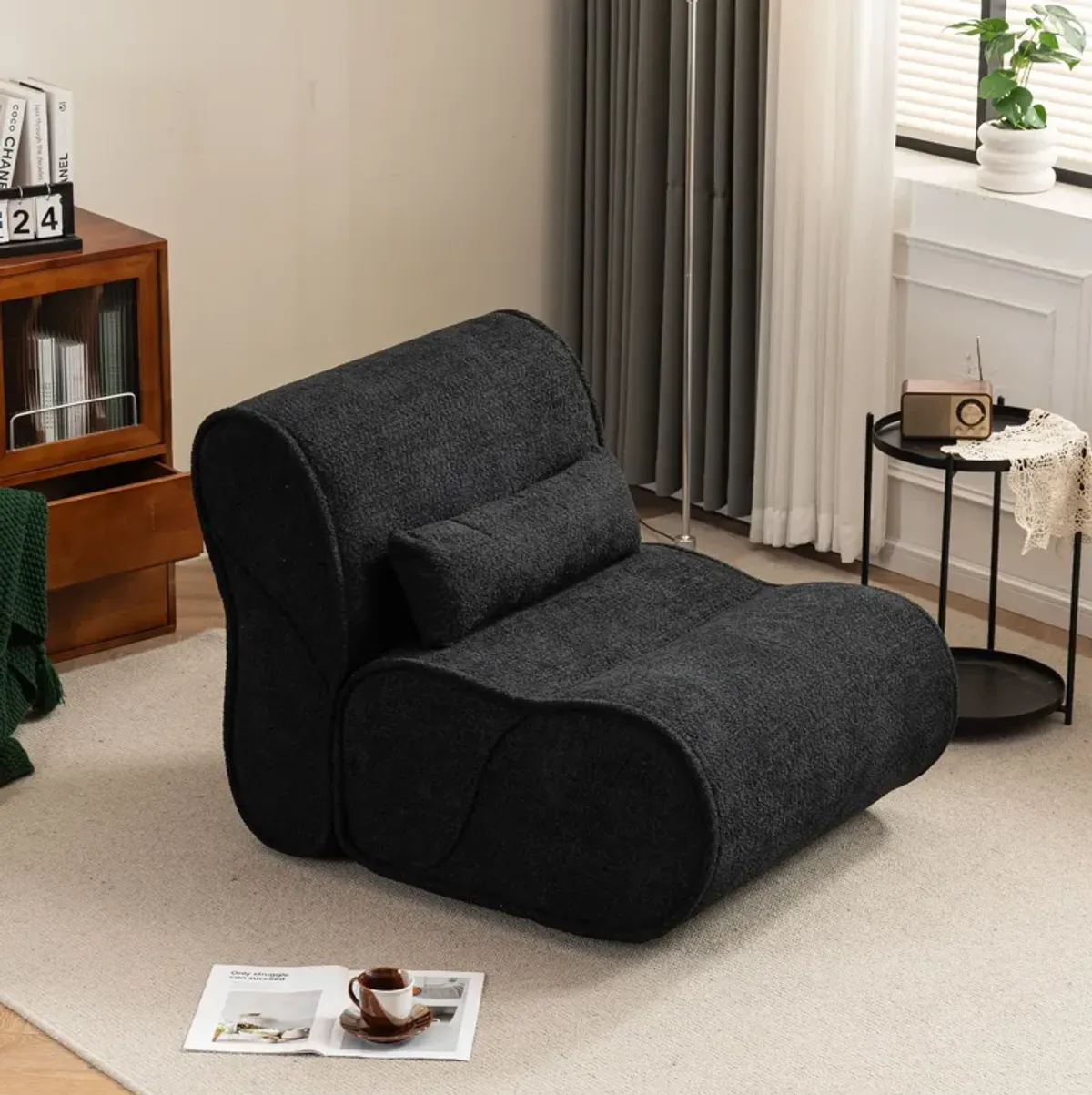 Soft Pellet Velvet Recliner, Comfortable Lounge Chair With Waist Pack Padding, Modern Design, Ideal For Living Room