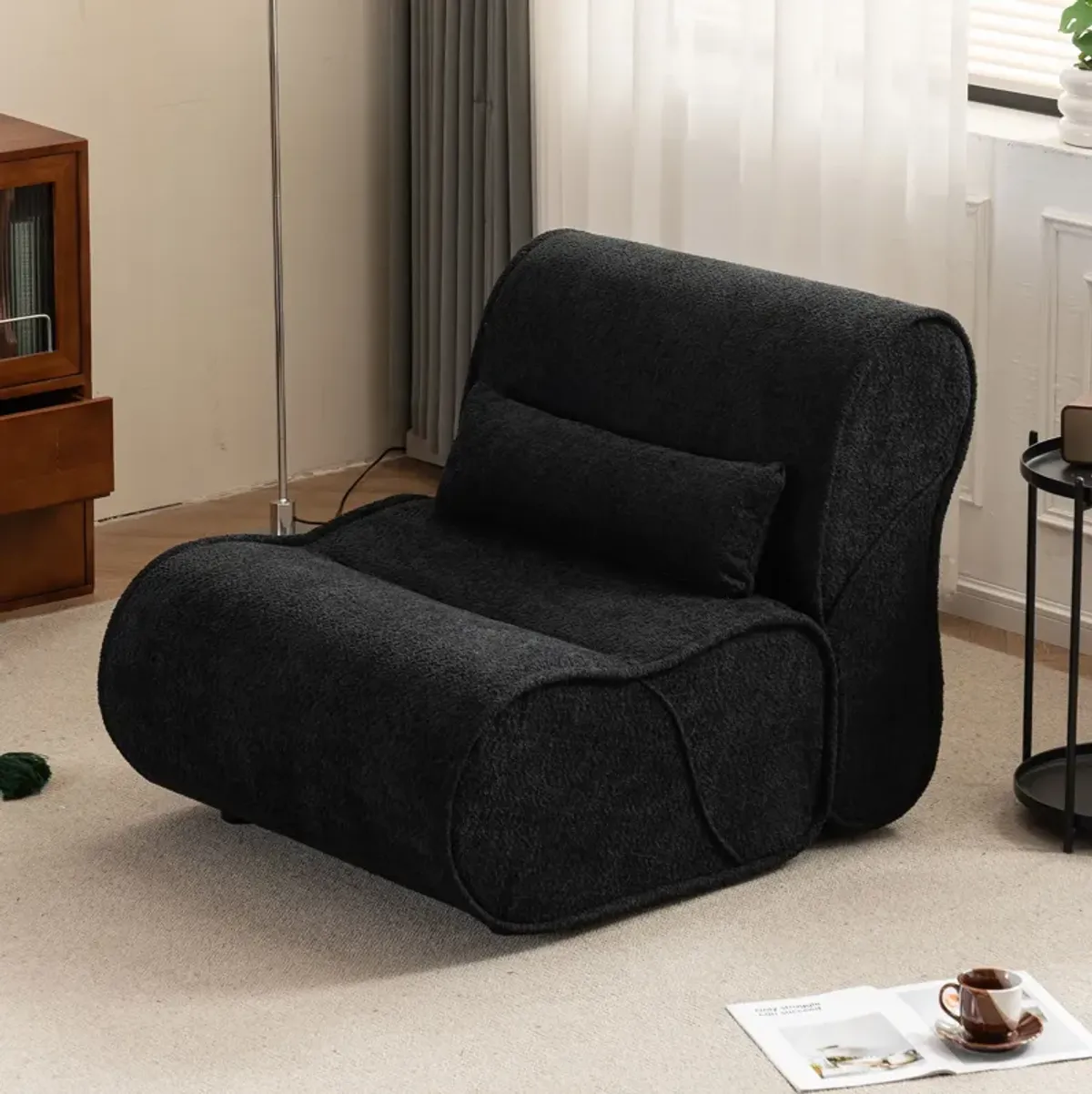 Soft Pellet Velvet Recliner, Comfortable Lounge Chair With Waist Pack Padding, Modern Design, Ideal For Living Room