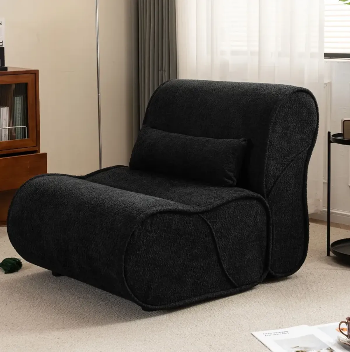 Soft Pellet Velvet Recliner, Comfortable Lounge Chair With Waist Pack Padding, Modern Design, Ideal For Living Room