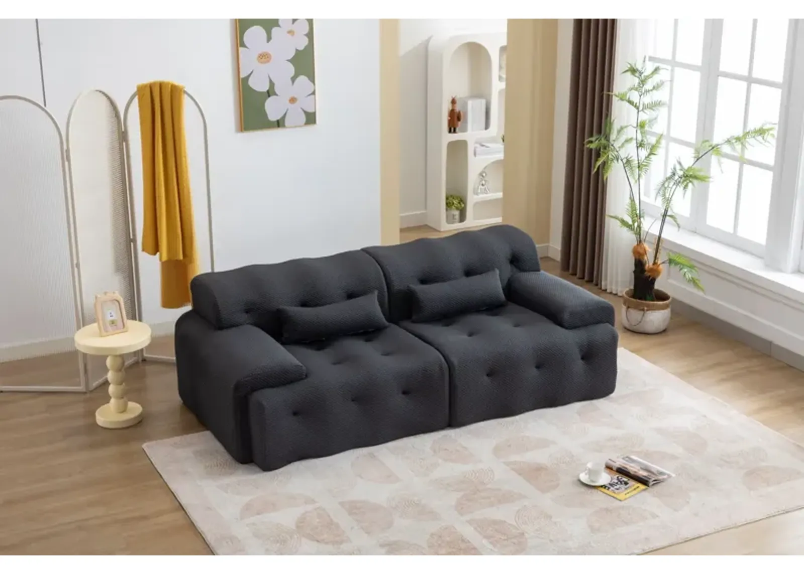 Large Size 2 Seater Sofa, Pure Foam Comfy Sofa Couch, Modern Lounge Sofa For Living Room, Apartment