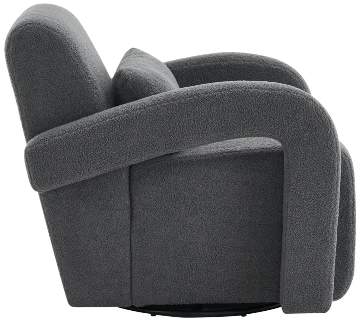 Cozy Teddy Fabric Armchair, Modern Sturdy Lounge Chair With Curved Arms And Thick Cushioning For Plush Comfort