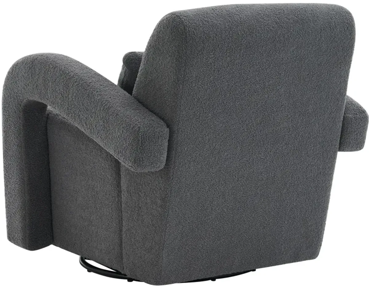 Cozy Teddy Fabric Armchair, Modern Sturdy Lounge Chair With Curved Arms And Thick Cushioning For Plush Comfort