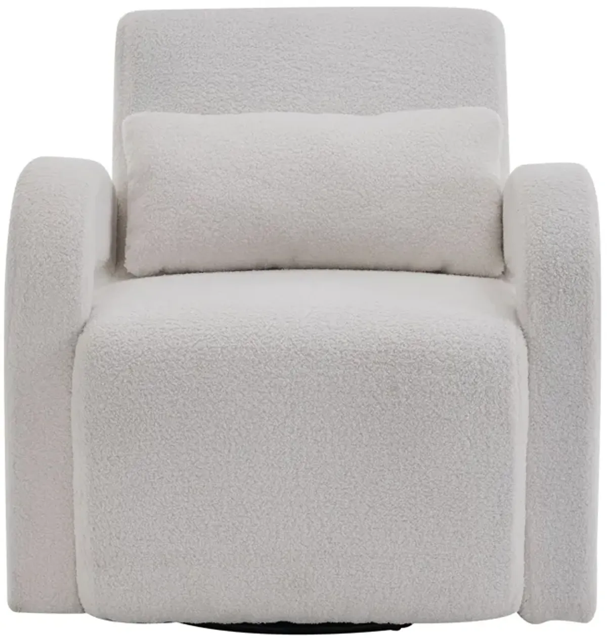 Cozy Teddy Fabric Armchair, Modern Sturdy Lounge Chair With Curved Arms And Thick Cushioning For Plush Comfort