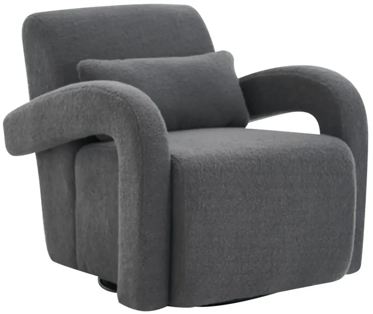 Cozy Teddy Fabric Armchair, Modern Sturdy Lounge Chair With Curved Arms And Thick Cushioning For Plush Comfort