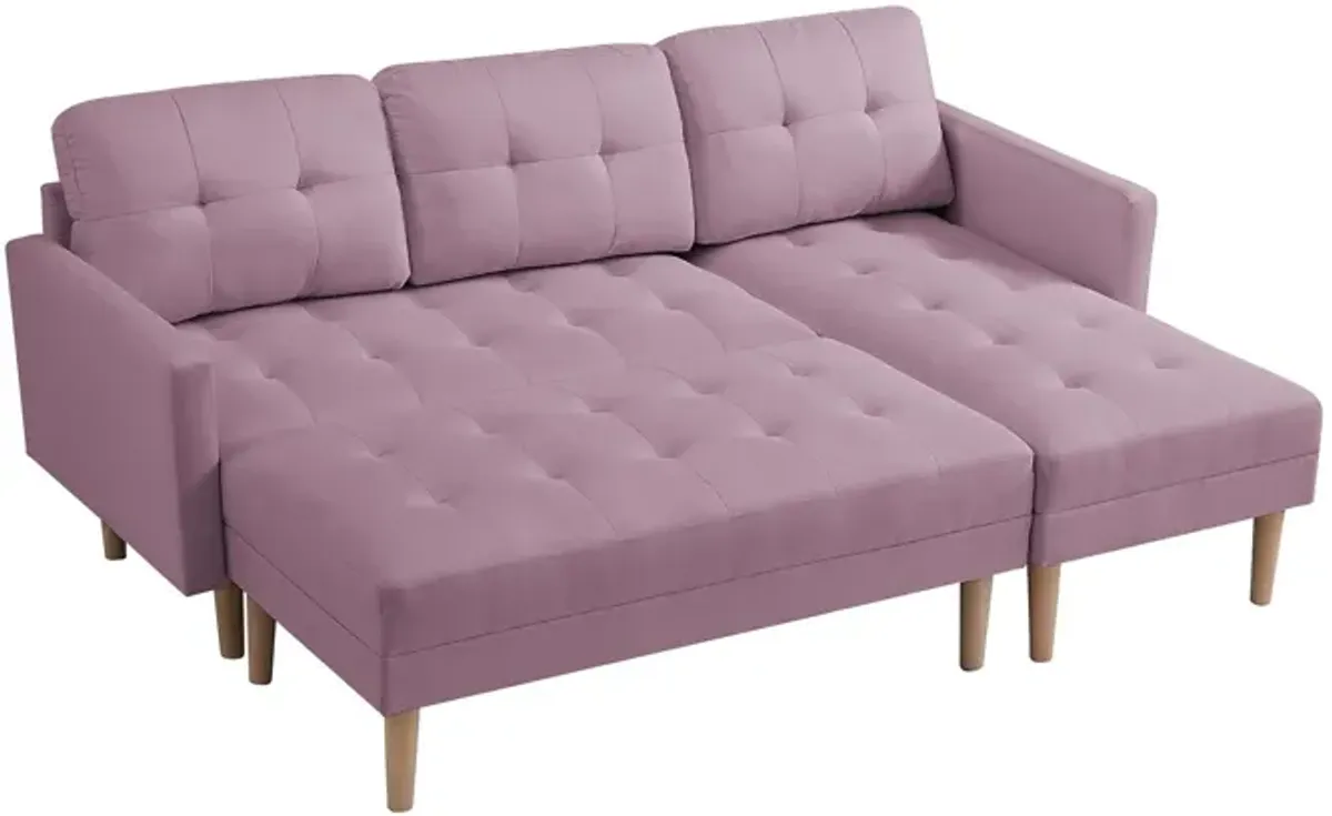 Right Facing Sectional Sofa Bed, L-Shape Sofa Chaise Lounge With Ottoman Bench