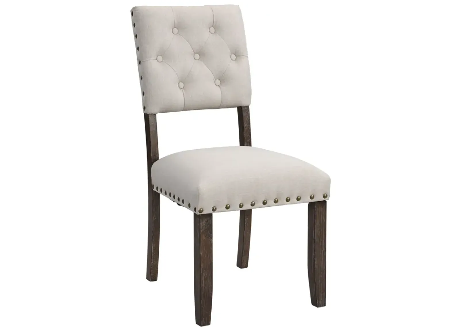 Modern Tufted Back Upholstered Nailhead Trim Dining Chairs (Set of 2) - Beige