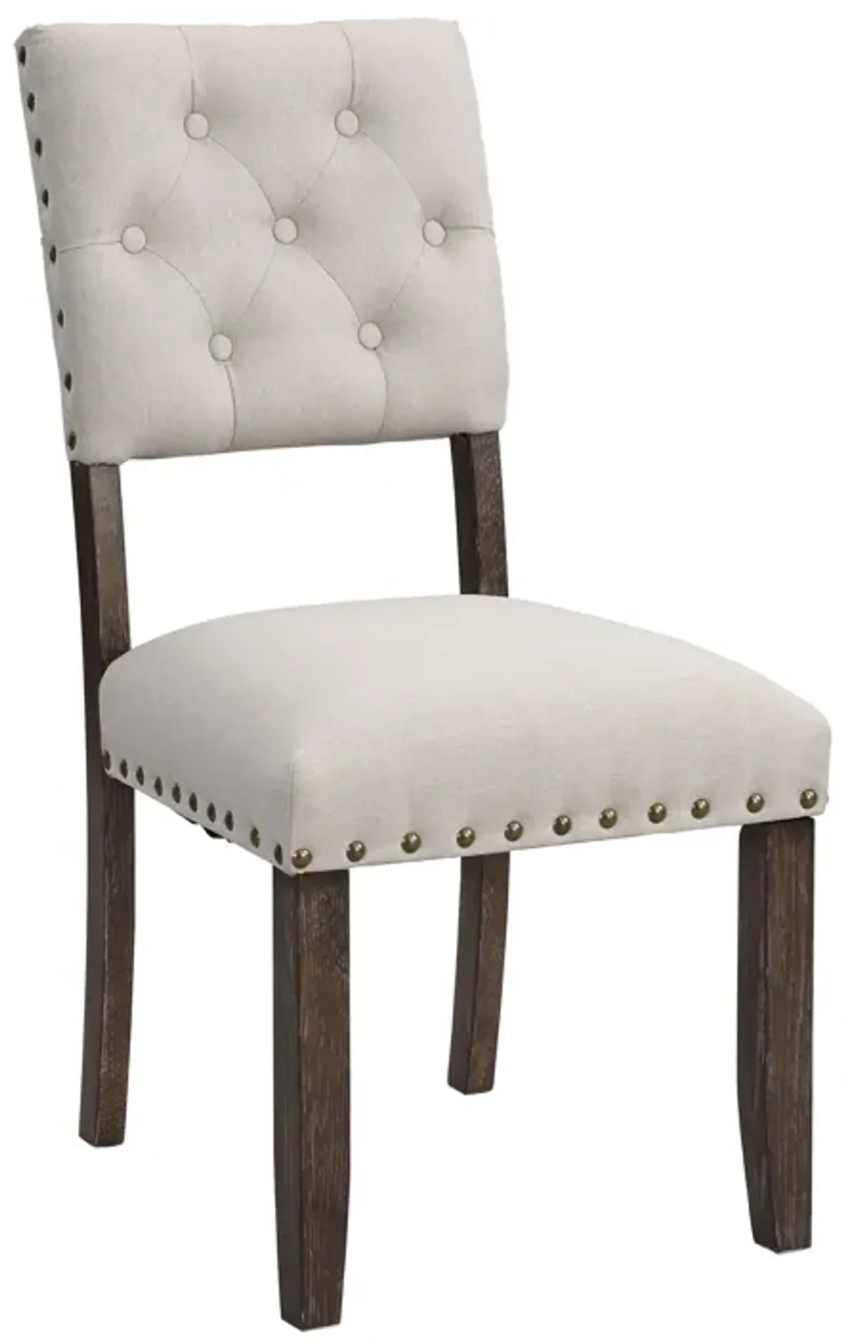 Modern Tufted Back Upholstered Nailhead Trim Dining Chairs (Set of 2) - Beige