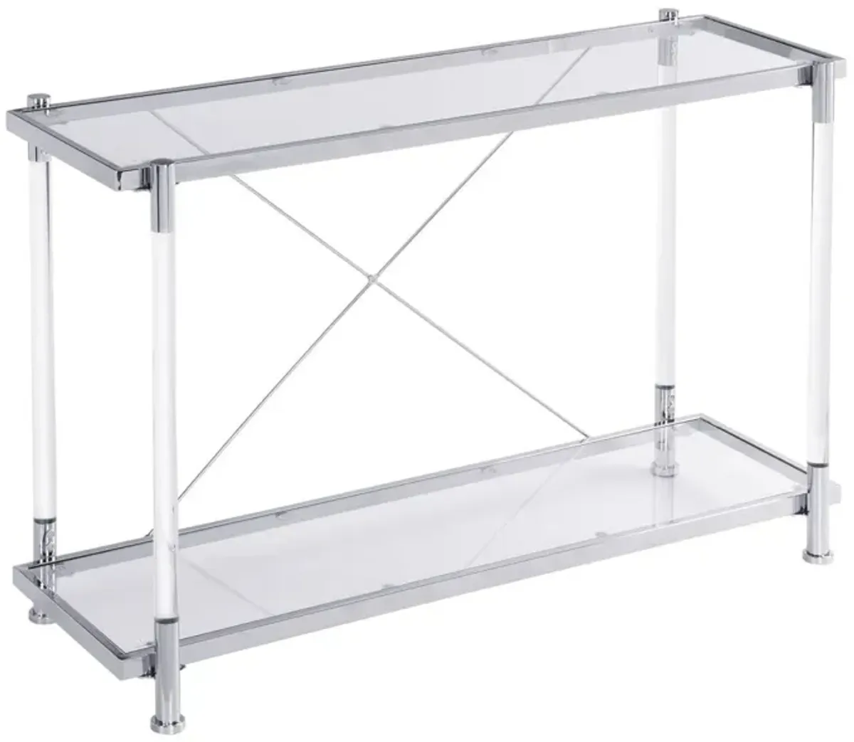 Chrome Glass Sofa Table, Acrylic Side Table, Console Table For Living Room & Bedroom - Chrome