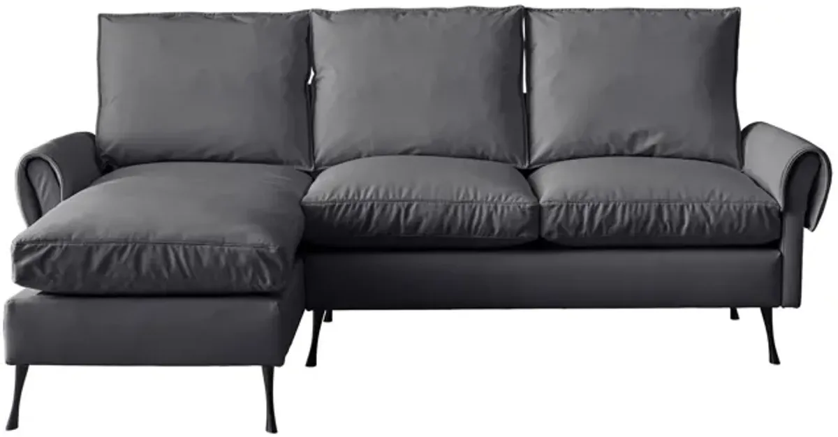 Modern Sectional Technical Leather L-Shaped Sofa Couch With Reversible Chaise Lounge