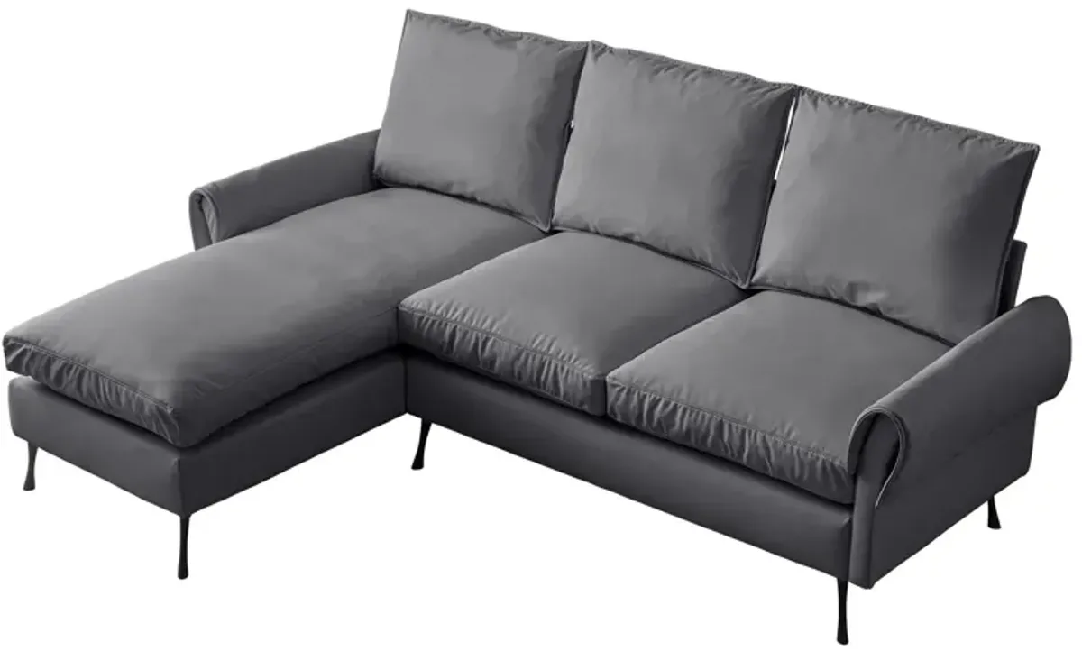 Modern Sectional Technical Leather L-Shaped Sofa Couch With Reversible Chaise Lounge