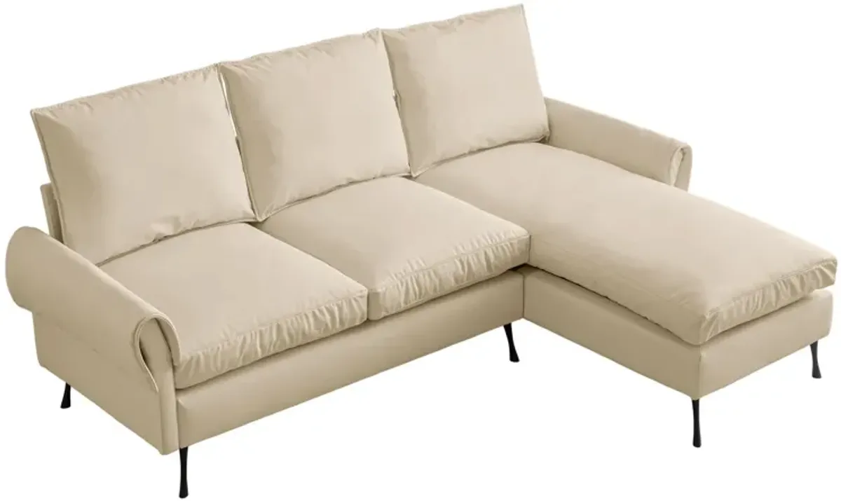 Modern Sectional Technical Leather L-Shaped Sofa Couch With Reversible Chaise Lounge