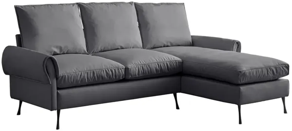 Modern Sectional Technical Leather L-Shaped Sofa Couch With Reversible Chaise Lounge