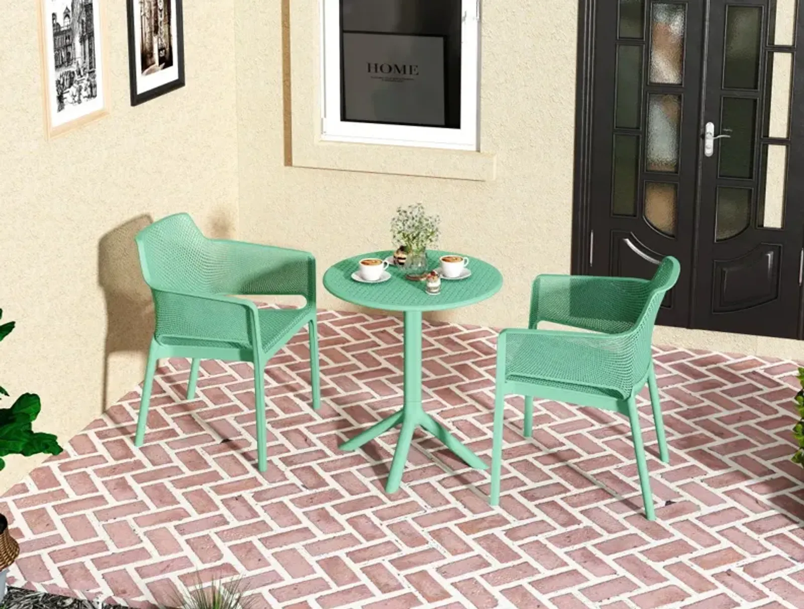 3 Piece Plastic Arm Chair Bistro Grs Premium Ocean Plastic