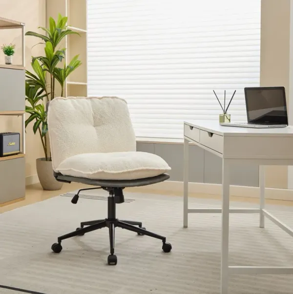 Oversize Seat Cirss Cross Chair With Wheels, Elegant Design Computer Chair, Adjustable Height 360 Degree Rolling Swivel Home Office Chair For Small Space, Dressing Room, Living Room