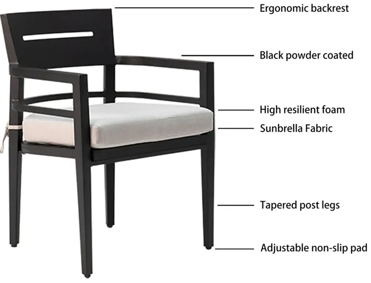 7 Piece Dining Set Modern Outdoor Patio Furniture, Including 4 Dining Chairs & 2 Swivel Rockers Sunbrella Fabric Cushioned And Rectangle Dining Table With Umbrella Hole