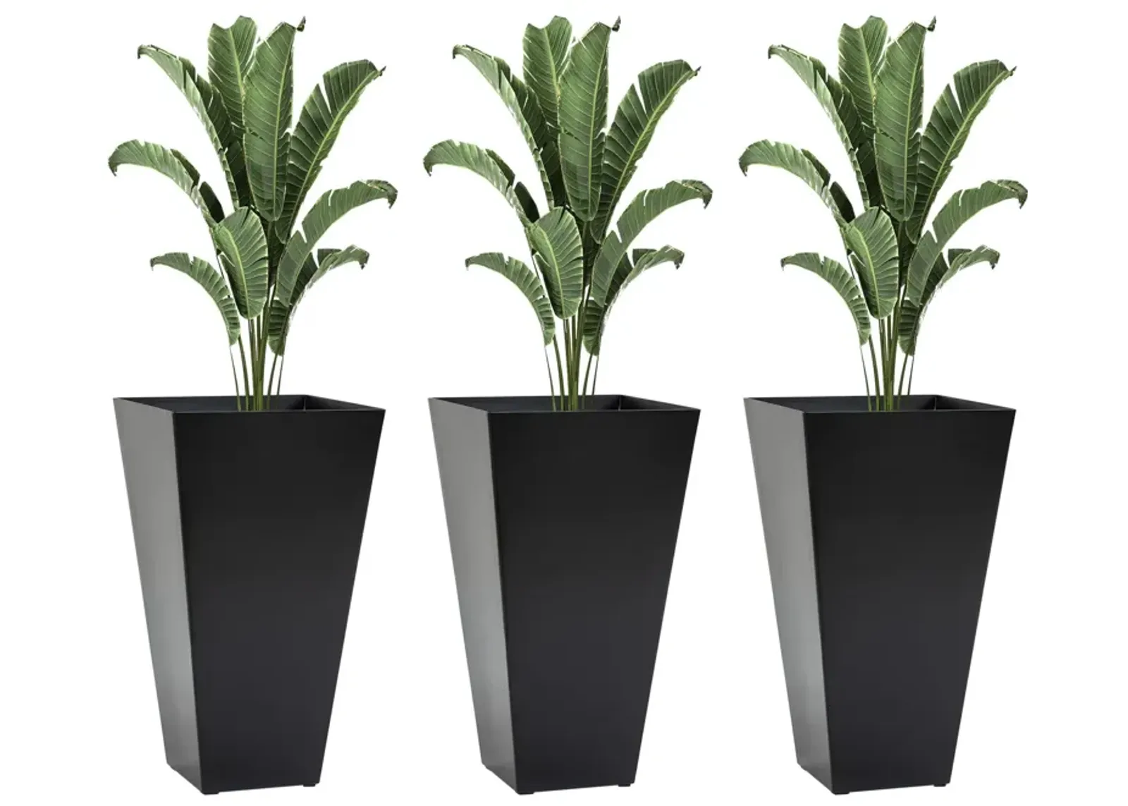 Outsunny - Outdoor Planters (Set of 3) Large Taper Planters With Drainage Holes And Plug, Faux Wood Plastic Flower Pots For Outdoor, Indoor, Garden, Patio