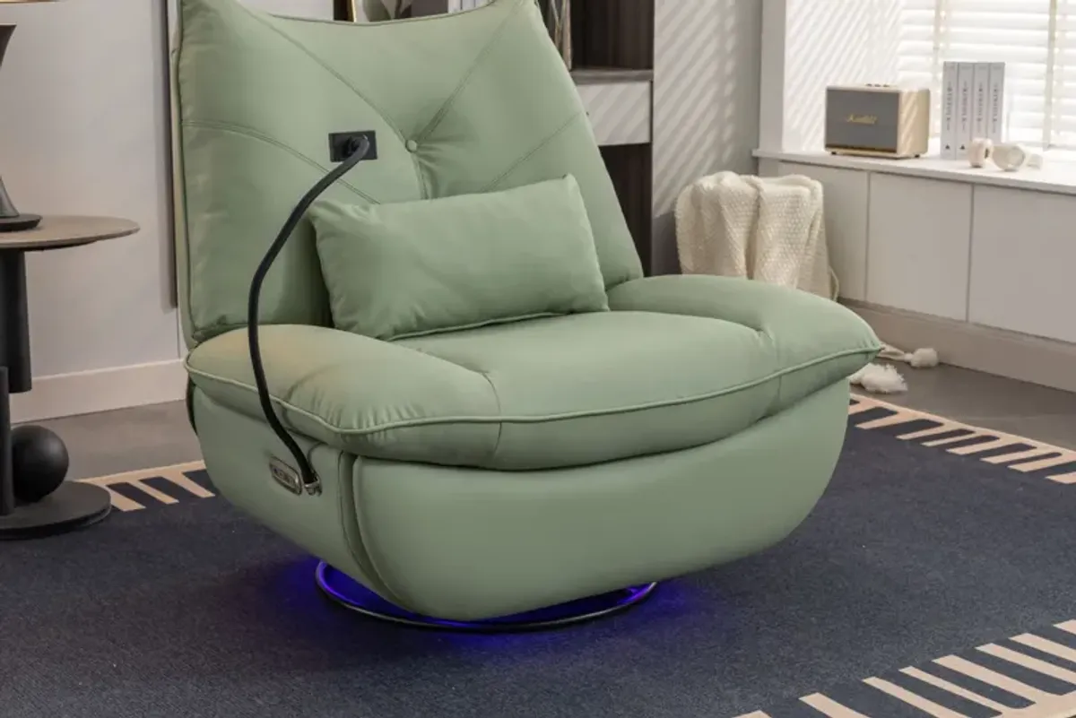 270 Swivel Glider Recliner Chair, Power Recliner Rocking Chair, USB Port Charge For Nursery Chair With Atmosphere Lamp For Living Room Bedroom Apartment