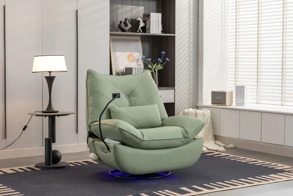 270 Swivel Glider Recliner Chair, Power Recliner Rocking Chair, USB Port Charge For Nursery Chair With Atmosphere Lamp For Living Room Bedroom Apartment