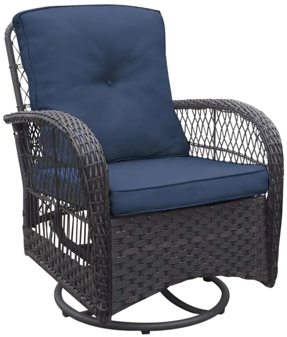 3 Pieces Conversation Set, Outdoor Wicker Rocker Swivel Patio Bistro Set, Rocking Chair With Glass Top Side Table