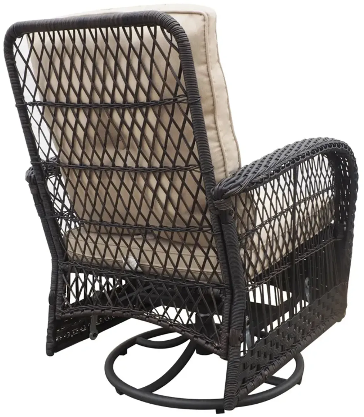 3 Pieces Conversation Set, Outdoor Wicker Rocker Swivel Patio Bistro Set, Rocking Chair With Glass Top Side Table