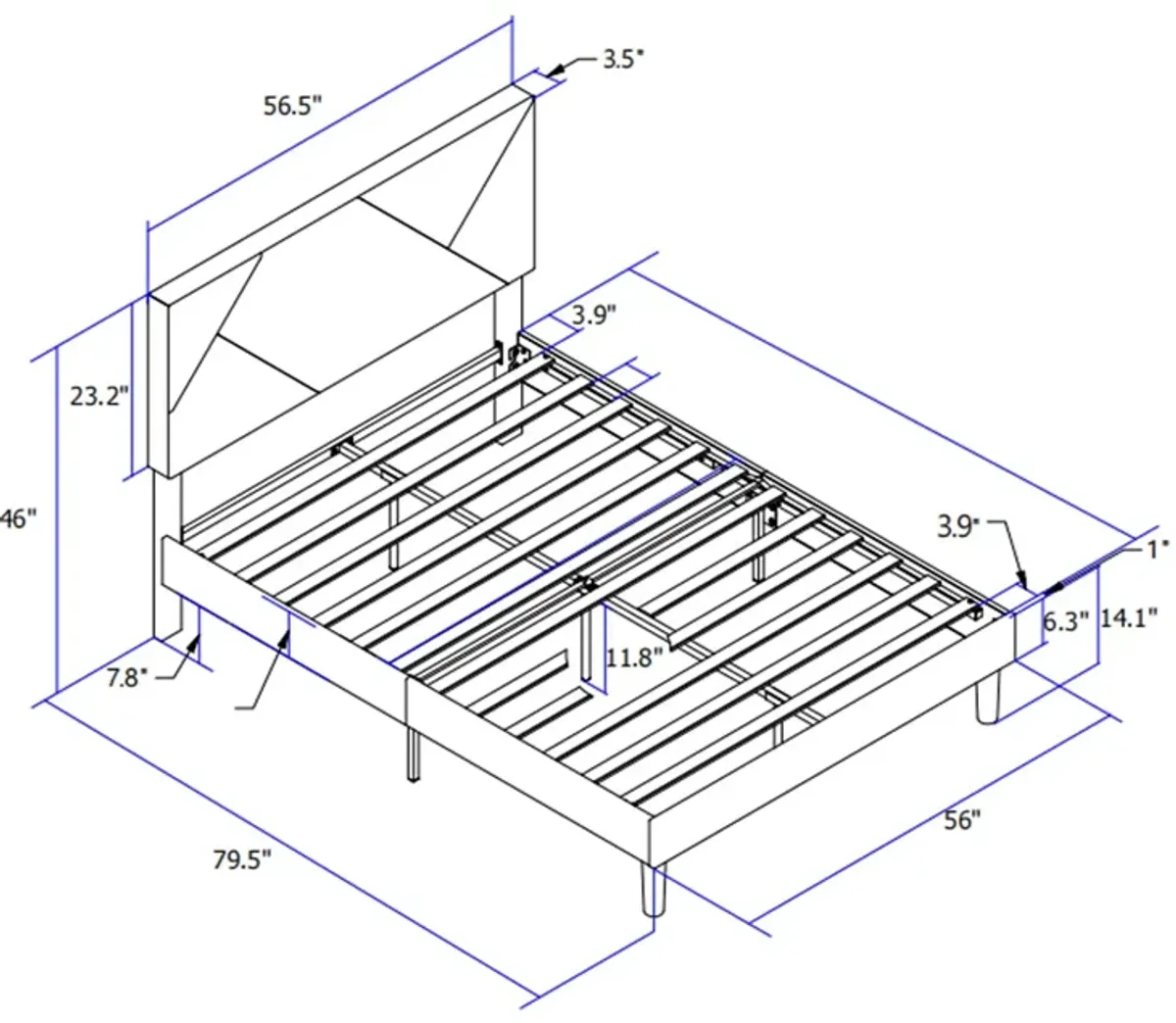 Full Size Upholstered Platform Bed Frame With Headboard, Strong Wood Slat Support, Mattress Foundation, No Box Spring Needed - Gray