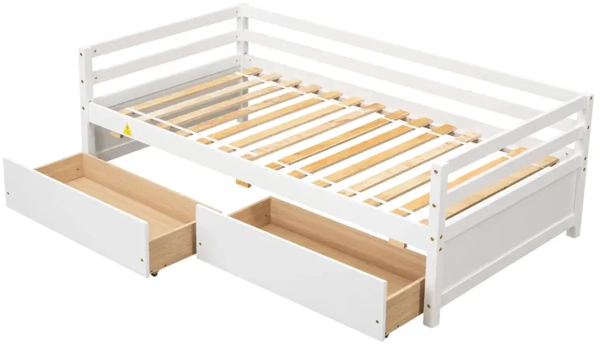 Daybed With Two Storage Drawers - White