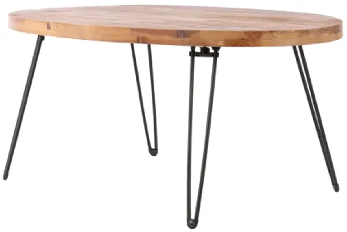 Oval Natural Reclaimed Wood Foldable Cocktail Table For Your Living Room - Natural