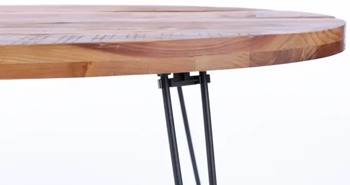 Oval Natural Reclaimed Wood Foldable Cocktail Table For Your Living Room - Natural