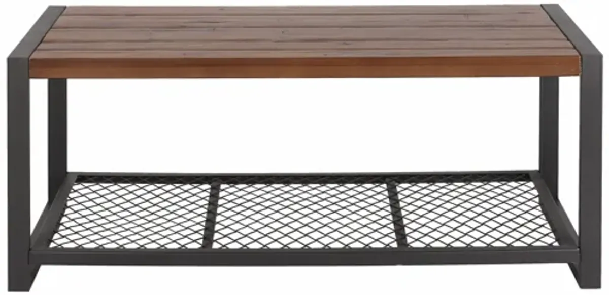 Console Coffee Table With Reclaimed Wood Finish, For Living Room - Natural