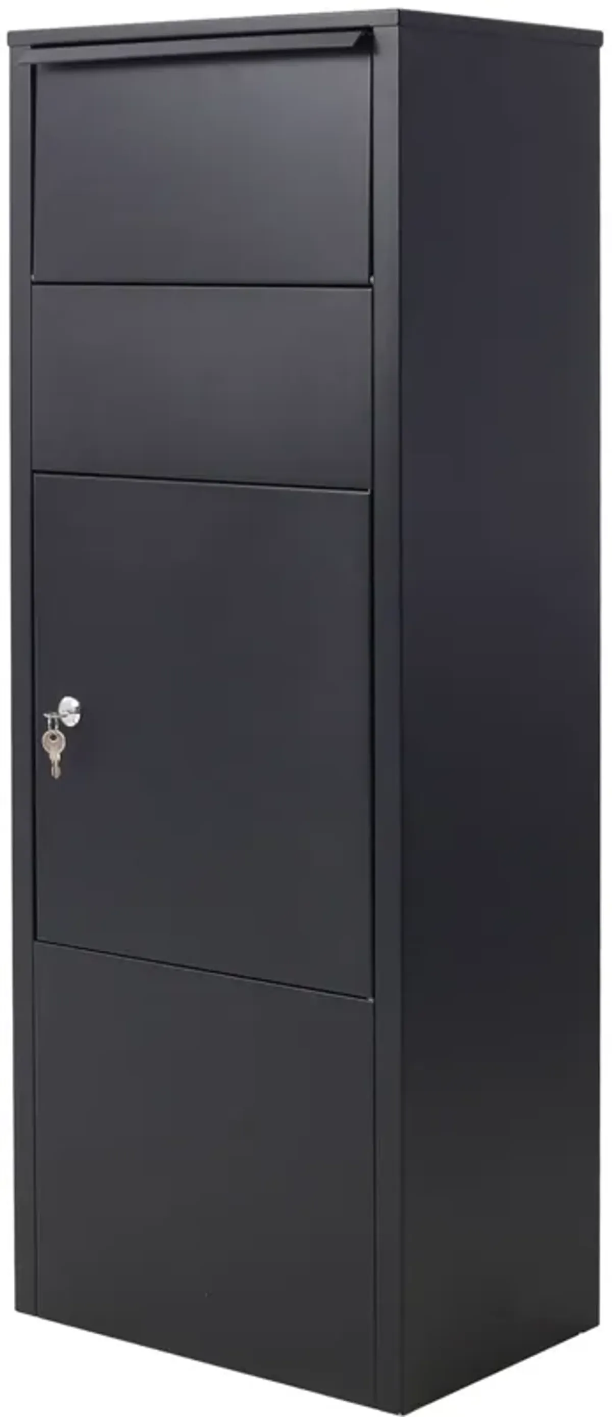 Large Package Delivery Parcel Mail Drop Box With Lockable Storage Compartment Heavy Duty Weatherproof For Express Mail Delivery For Home & Business Use - Black