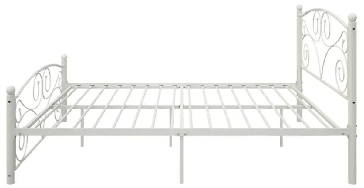 Unique Flower Sturdy System Metal Bed Frame With Headboard And Footboard