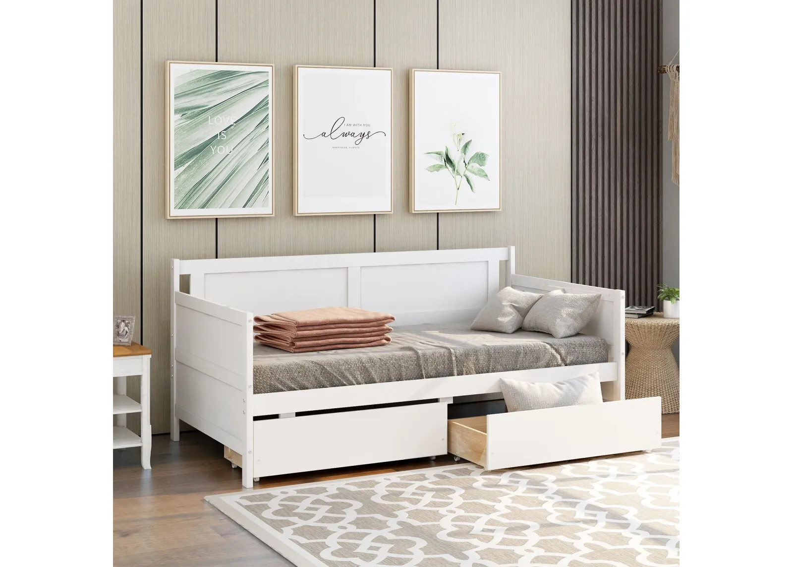 Twin Size Sofa Bed, Daybed With Two Drawers, Storage Drawers For Bedroom, Living Room