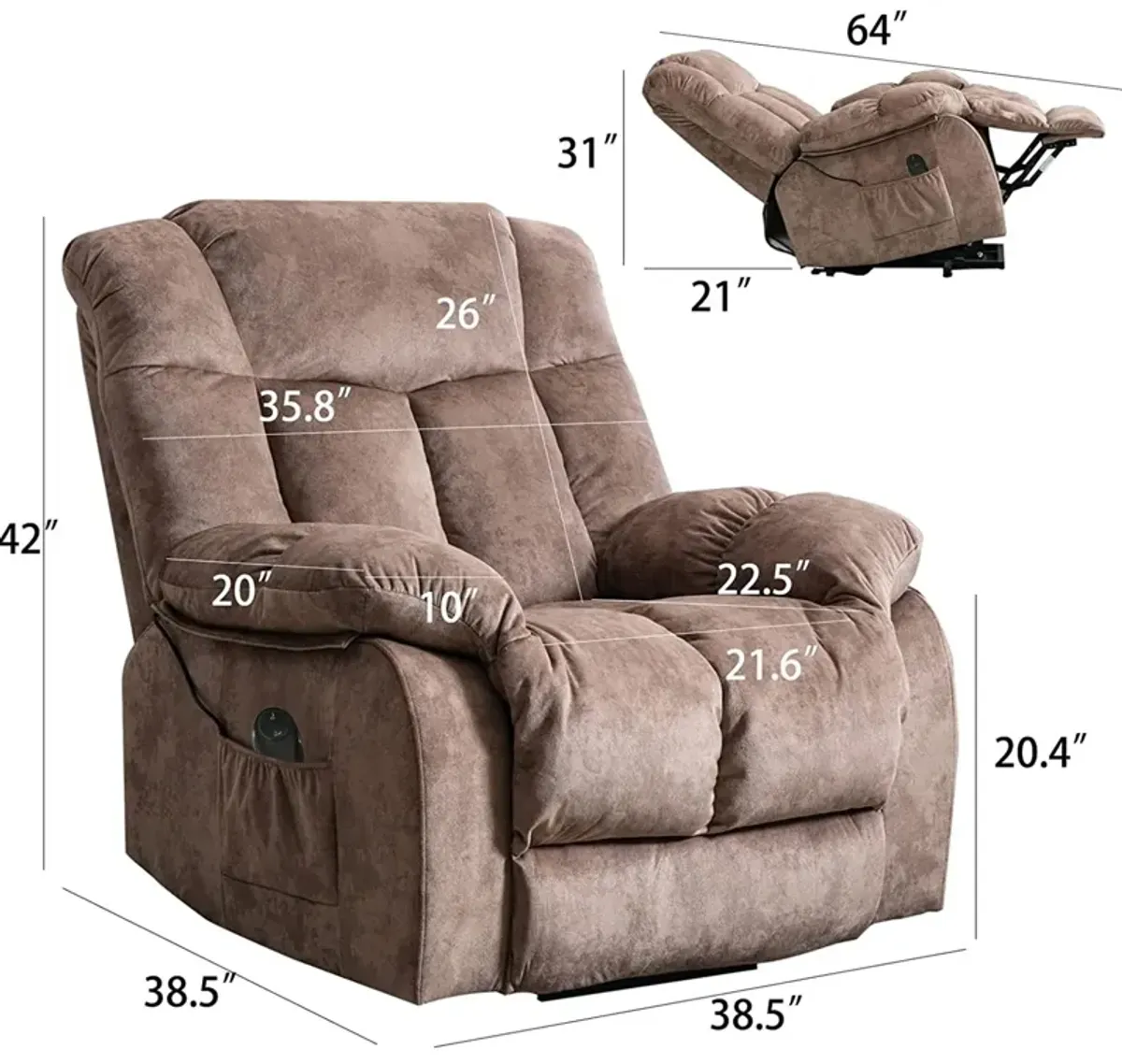 Power Lift Recliner Chair For Elderly - Heavy Duty And Safety Motion Reclining Mechanism