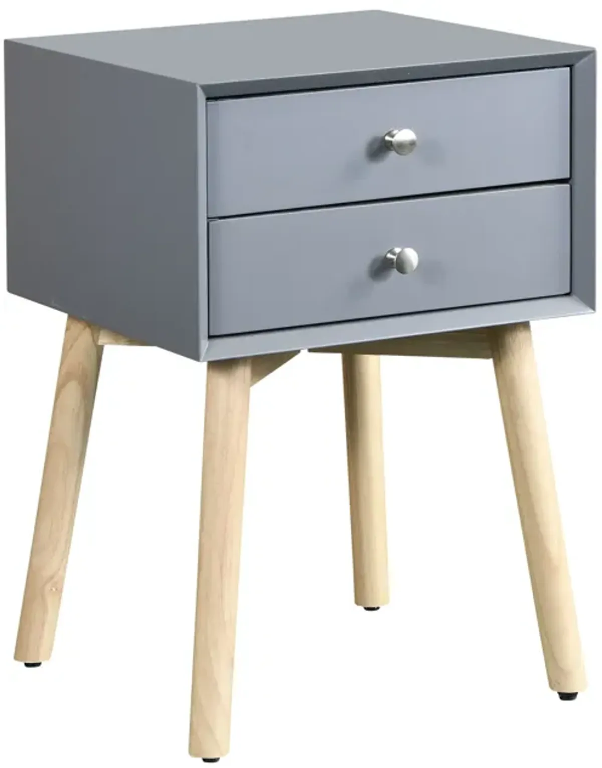 Bedside Table With 2 Drawers Mid-Century Modern Storage Cabinet For Bedroom