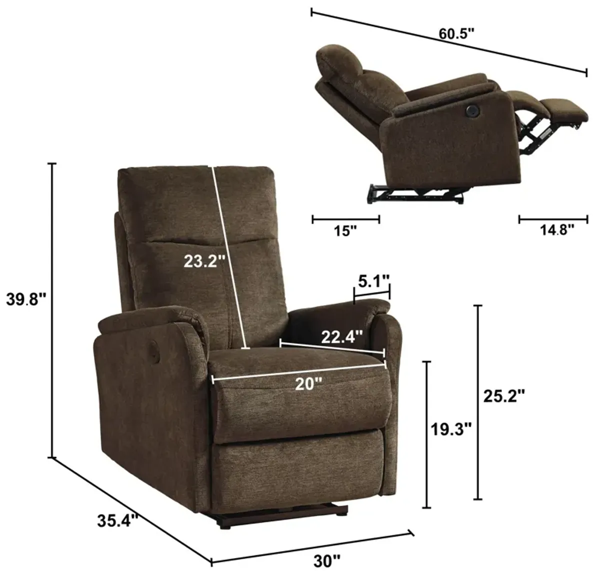 Recliner Chair With Power Function Easy Control Big Stocks, Recliner Single Chair For Living Room, Bed Room