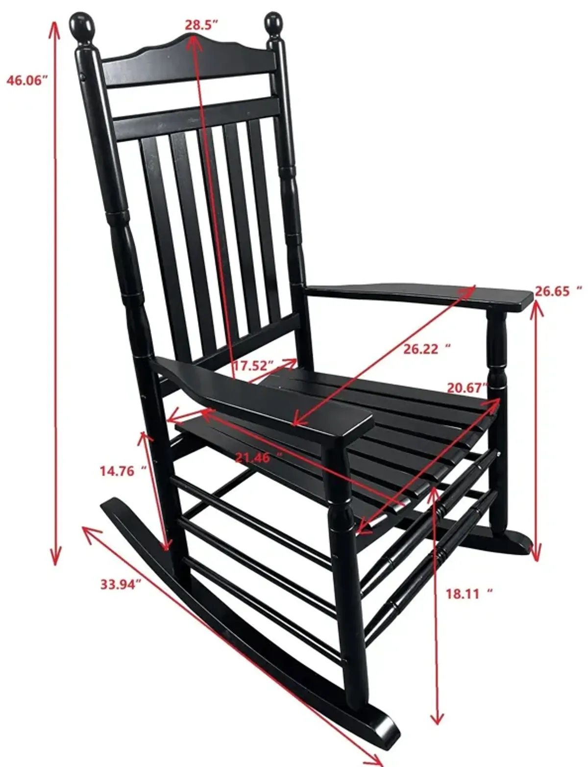 Balcony Porch Adult Rocking Wood Chair