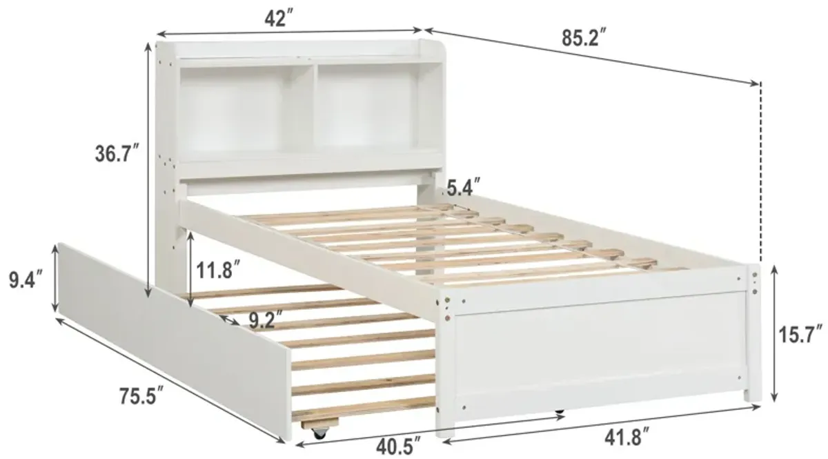 Twin Bed With Trundle, Bookcase