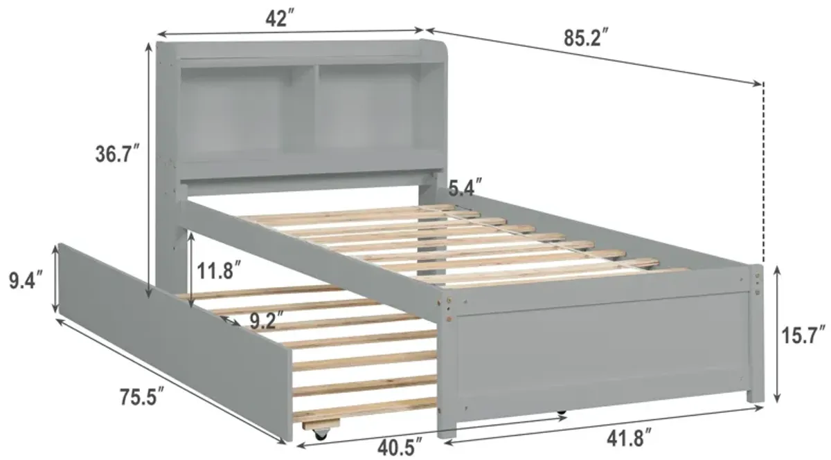 Twin Bed With Trundle, Bookcase