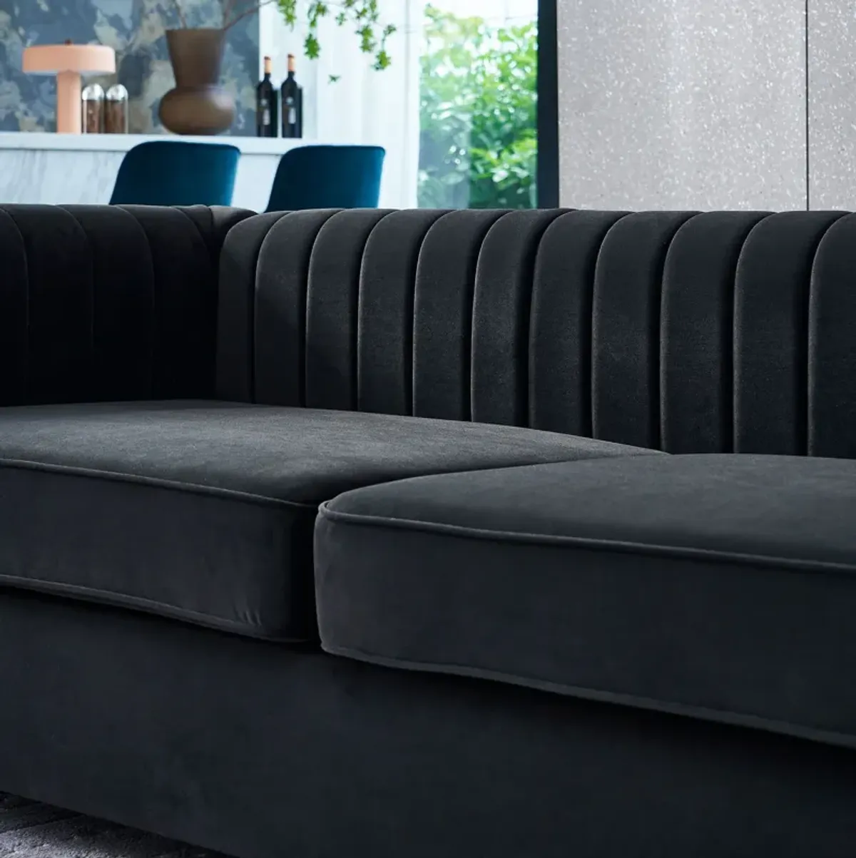 Contemporary Velvet Sofa Couch For Living Room